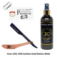 A straight edge barber razor with a wooden handle and a black blade, alongside a set of 10 individually wrapped double-edge razor blades. Black Widow Razors