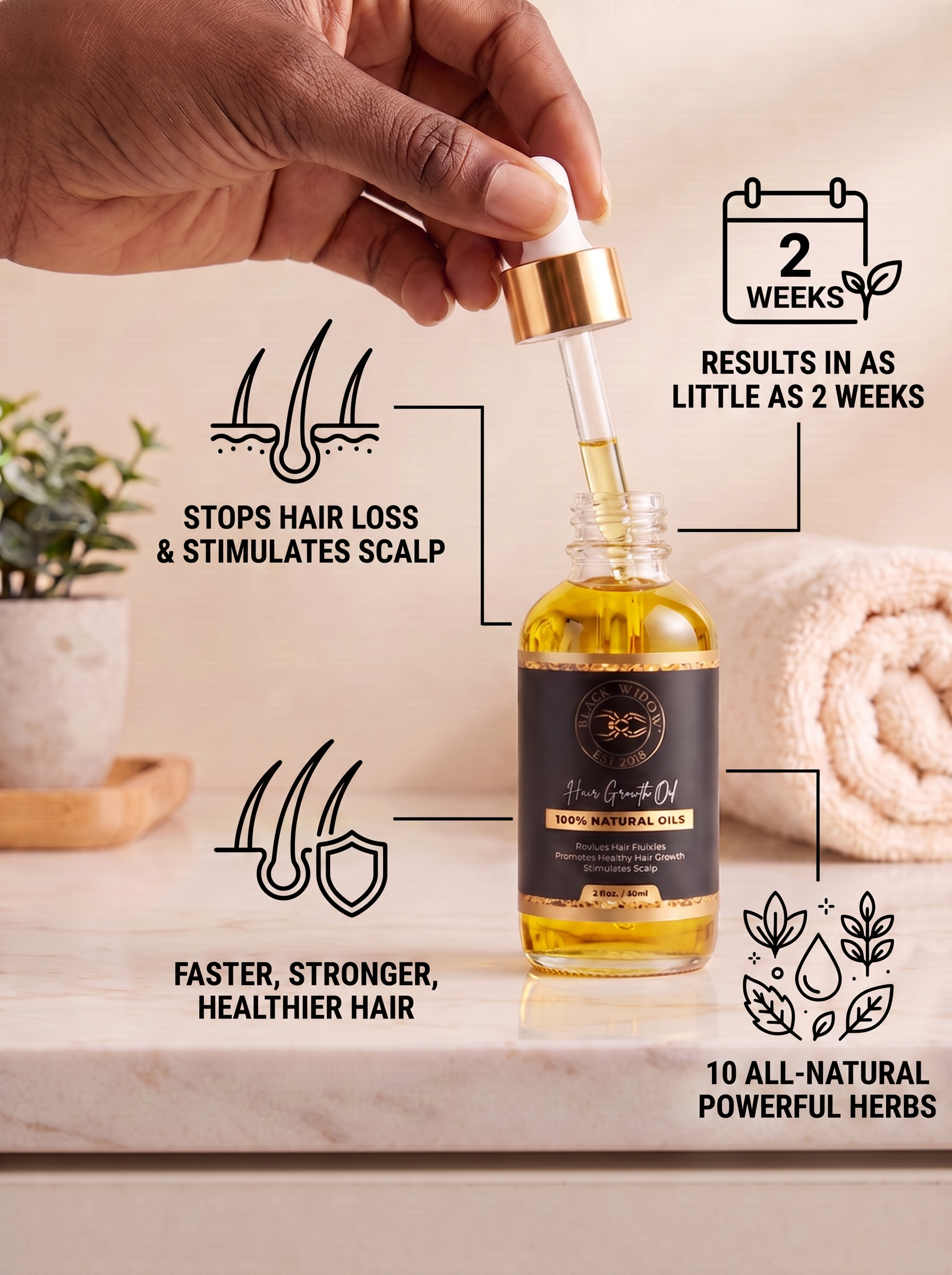 The All-Natural Hair Growth Solution by Black Widow® (Buy More & Save)