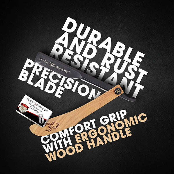 Stainless Steel Razor with wooden handle. Black Widow Razors 