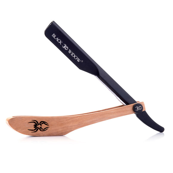 Straight Razor Black Widow wooden handle. 